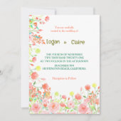 Faire-part de mariage floral rose boho roux poussi (Devant)