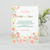 Faire-part de mariage floral rose boho roux poussi (Debout devant)