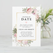 Faire-part de mariage floral rose changement de da (Debout devant)
