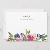 Faire-part de mariage floral rose chaud et bleu ma (Dos)