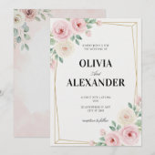 Faire-part de mariage floral Rose classique douce (Devant / Derrière)