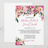 Faire-part de mariage Floral rose d'été (Devant / Derrière)