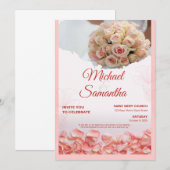 Faire-part de mariage floral Rose Élégant  (Devant / Derrière)