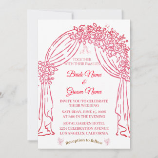 Faire-part de mariage floral rose élégant