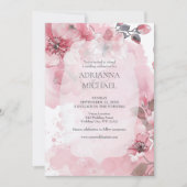 Faire-part de mariage floral rose et blanc de prin (Devant)