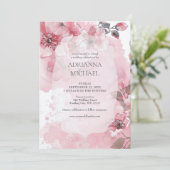 Faire-part de mariage floral rose et blanc de prin (Debout devant)