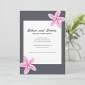 Faire-part de mariage floral rose et gris (Debout devant)