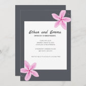 Faire-part de mariage floral rose et gris (Devant / Derrière)