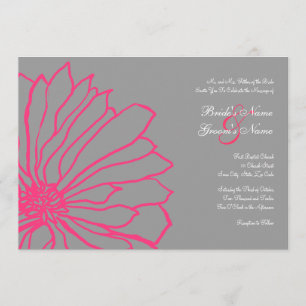 Faire-part de mariage floral rose et gris chaud