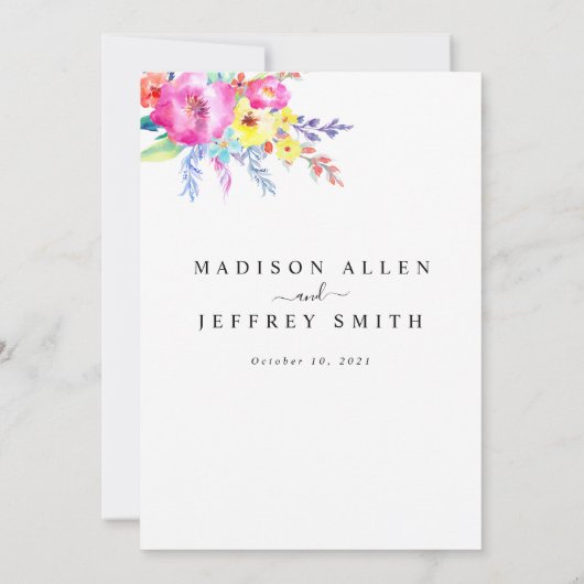 Faire-part de mariage floral rose et jaune chaud (Dos)