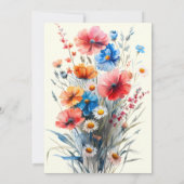 Faire-part de mariage floral rose et marine élégan (Dos)