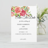 Faire-part de mariage floral rose et pêche à conse (Debout devant)