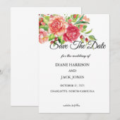 Faire-Part de Mariage Floral Rose et Pêche à Perso (Devant / Derrière)