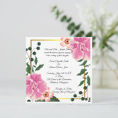 Faire-Part de Mariage Floral Rose et Vert Formal (Debout devant)