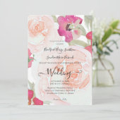 Faire-part de mariage floral rose et vert Sage (Debout devant)