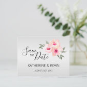 Faire-part de mariage floral rose gris aquarelle É (Debout devant)