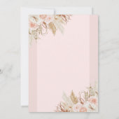 Faire-part de mariage floral rose herbe de la Pamp (Dos)