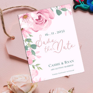 Faire-part de mariage floral rose mignon aquarelle