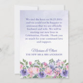 Faire-part de mariage floral rose moderne (Dos)