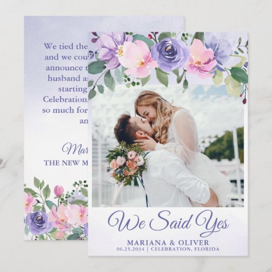 Faire-part de mariage floral rose moderne (Devant / Derrière)