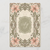 Faire-part de mariage floral rose or (Dos)