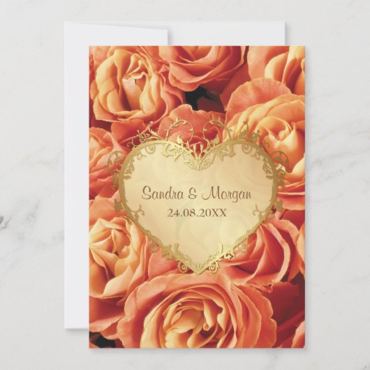 Faire-part de mariage Floral Rose orange (Devant)