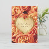 Faire-part de mariage Floral Rose orange (Debout devant)