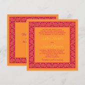 Faire-part de mariage floral rose orange pastel (Devant / Derrière)