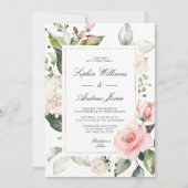 Faire-part de mariage floral rose pâle (Devant)