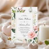 Faire-part de mariage floral rose pâle