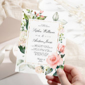 Faire-part de mariage floral rose pâle