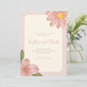 Faire-part de mariage floral rose pâle (Debout devant)