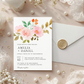 Faire-part de mariage floral Rose Pêche