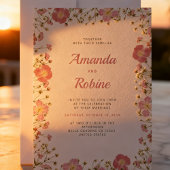 Faire-part de mariage floral rose poudré