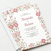 Faire-part de mariage floral rose poudré