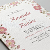 Faire-part de mariage floral rose poudré