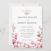 Faire-part de mariage floral rose poussiéreux (Devant)