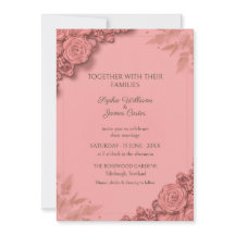 Faire-part de mariage floral rose poussiéreux rose