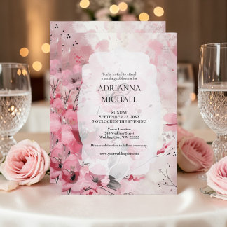 Faire-part de mariage floral rose printanier