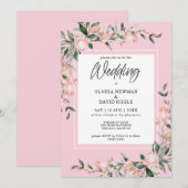 Faire-part de mariage floral rose romantique (Devant / Derrière)