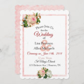 Faire-part de mariage floral rose Rose (Devant / Derrière)