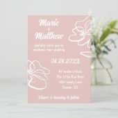 Faire-part de mariage floral rose-rose classique (Debout devant)