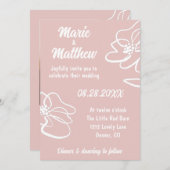 Faire-part de mariage floral rose-rose classique (Devant / Derrière)