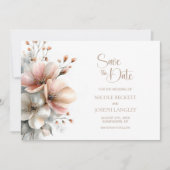 Faire-part de mariage floral rose rustique (Devant)