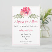 Faire-part de mariage floral rose simple (Debout devant)