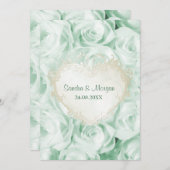 Faire-part de mariage floral Rose vert à la menthe (Devant / Derrière)