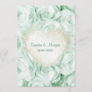 Faire-part de mariage floral Rose vert à la menthe