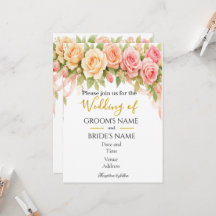 Faire-part de mariage floral rose vintage