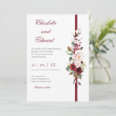 Faire-part de mariage Floral Rouge (Debout devant)