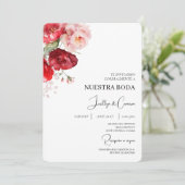 Faire-part de mariage Floral Rouge (Debout devant)